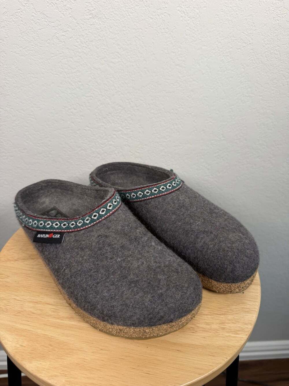 Haflinger Classic Grizzly Women’s Gray Wool Felt Clog Slippers US 8.5 - 9 (40)